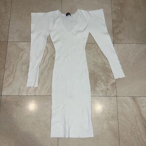 NWT Akira Bodycon Sweater Dress Square Neckline Arm Slits with Pearl Buttons S